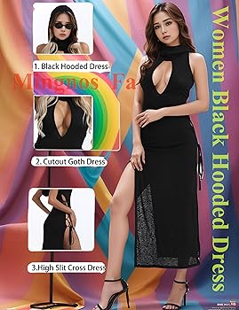 Lumignon ルミニョン LL hooded long dress S Dressnu Women's Dresses Hooded Hollow Backless Long Dress